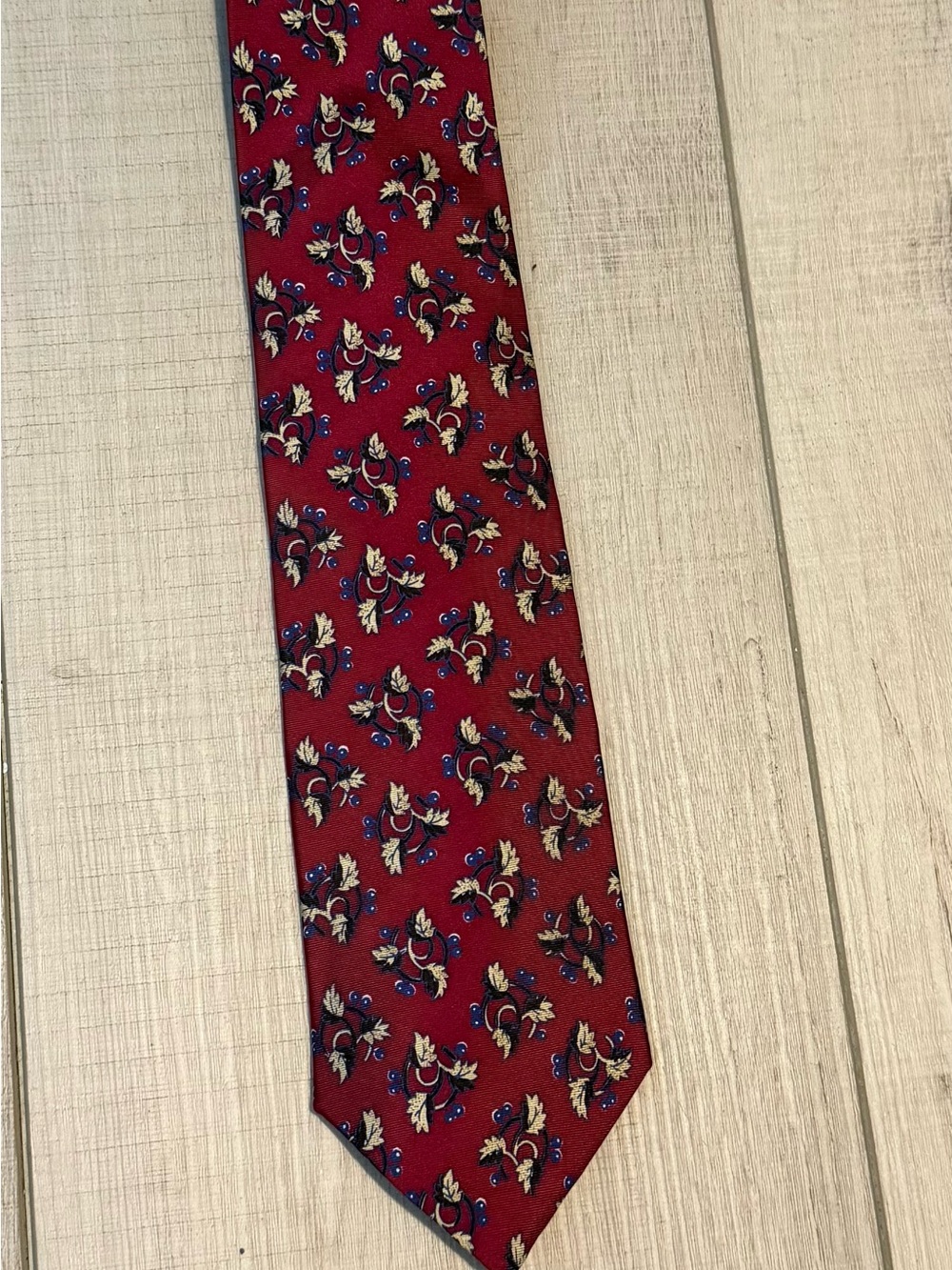 Dior Burgundy Floral Silk Tie